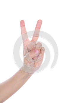 Hand with two fingers isolated