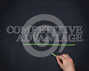 Hand underlining the word competitive advantage in green