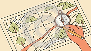 Hand Using Compass for Map Navigation, vector design Generative AI