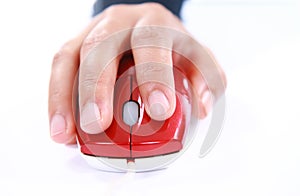 Hand using a computer mouse