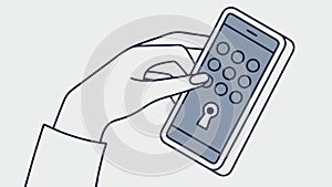 Hand Using Smartphone, Unlocking Device, vector design Generative AI