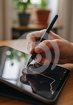 A hand is using a stylus