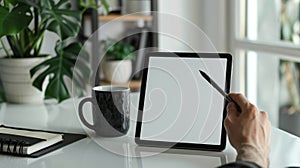 The tablet with stylus.AI generated image photo