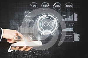 E-commerce, cryptocurrency and ico concept