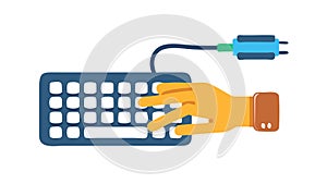 Hand Using Wired Keyboard, Reliable Data Input, vector design Generative AI
