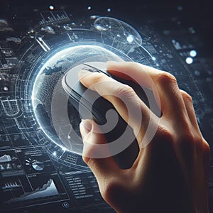 Hand using wireless mouse