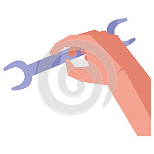 Hand using wrench key tool icon