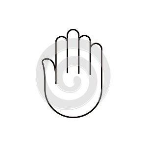 Hand vector icon, palm line thin sign. Outline logo isolated on white, flat desig for web mobile app