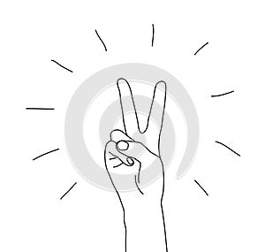 Hand victory gesture sign symbol isolated on white