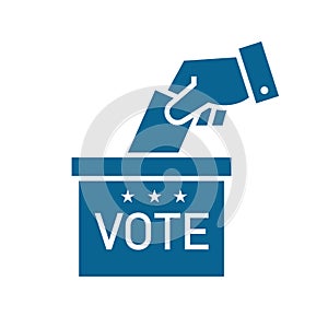 Hand voting ballot box icon, Election Vote concept, Simple flat design for web site, logo, app, UI, Vector illustration.