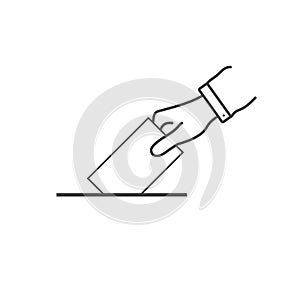 Hand voting ballot with box icon, Election Vote concept. Vote, election, democracy. Useful for web site, banner, greeting cards,