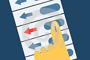 Hand voting on evm machine in election illustration design