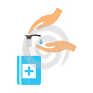 Hand wash gel icon on white background. Hand sanitizer sign and symbol