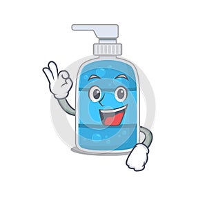 Hand wash gel mascot design style showing Okay gesture finger