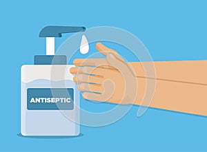Hand wash gel vector illustration. Disinfection botle care. Sanitation hand