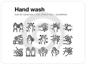 Hand wash  icons set, Pixel perfect icon, Set of icons for web and mobile