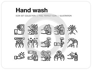 Hand wash  icons set, Pixel perfect icon, Set of icons for web and mobile