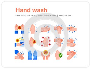 Hand wash  icons set, Pixel perfect icon, Set of icons for web and mobile