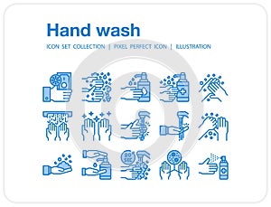 Hand wash  icons set, Pixel perfect icon, Set of icons for web and mobile