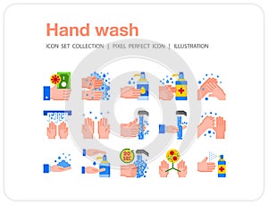 Hand wash  icons set, Pixel perfect icon, Set of icons for web and mobile