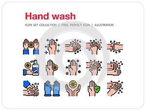 Hand wash  icons set, Pixel perfect icon, Set of icons for web and mobile