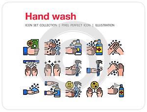 Hand wash  icons set, Pixel perfect icon, Set of icons for web and mobile