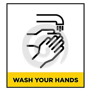 Hand wash sign vector, wash your hands sign