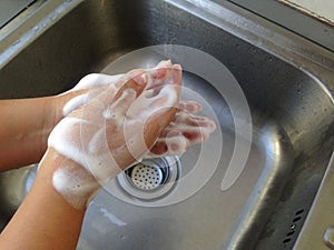 Hand wash on the sink