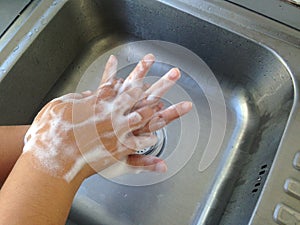 Hand wash on the sink