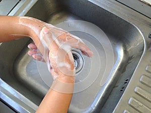 Hand wash on the sink