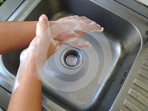 Hand wash on the sink