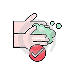 Hand wash vector colour line  icon