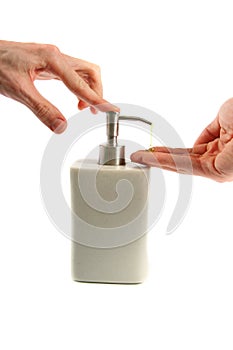 Hand washing: applying liquid soap