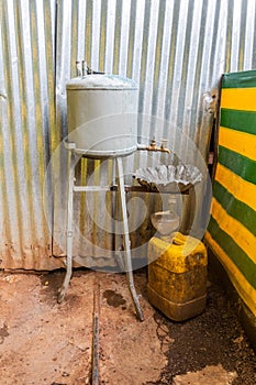 Hand washing area of a local restaurant in Arba Minch, Ethiop