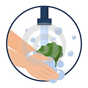 Hand washing broccoli vector isolated. Wash food