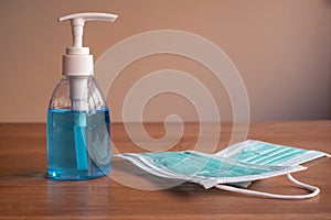 Hand washing gels and masks used for protection against viruses