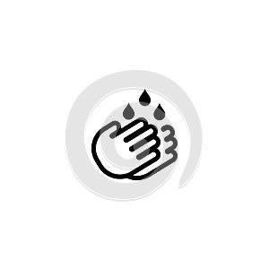 Hand washing line icon. Cleaning with water drop. Hygiene symbol. Moisturizing oil. Skin care sign. Vector on isolated white