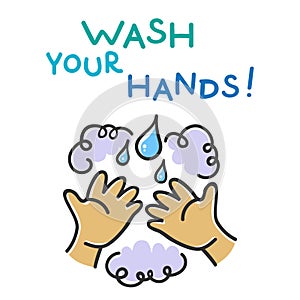 Hand washing Mandatory sign for stop infection vector illustration