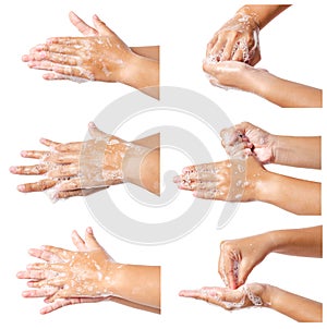 Hand washing medical procedure step by step.
