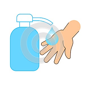 Hand washing with sanitizer alcohol gel, hand wash cartoon clip art cute for coloring worksheet