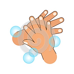 Hand washing with soap bubbles, hand wash cartoon clip art cute for coloring worksheet