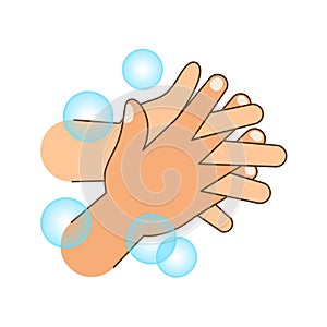 Hand washing with soap bubbles, hand wash cartoon clip art cute for coloring worksheet