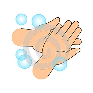 Hand washing with soap bubbles, hand wash cartoon clip art cute for coloring worksheet