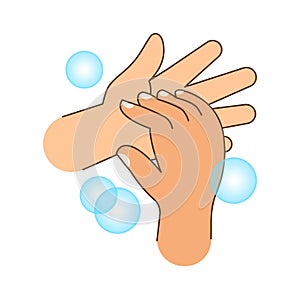 Hand washing with soap bubbles, hand wash cartoon clip art cute for coloring worksheet