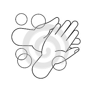 Hand washing with soap bubbles line, hand wash outline, hand wash cartoon art line cute for coloring worksheet