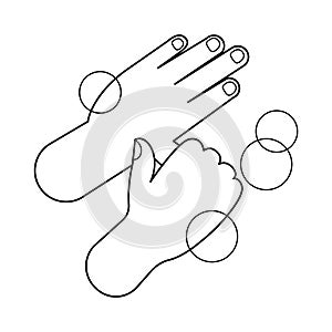 Hand washing with soap bubbles line, hand wash outline, hand wash cartoon art line cute for coloring worksheet