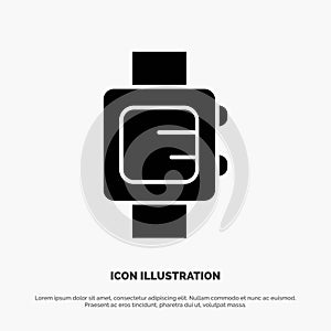 Hand Watch, Clock, School solid Glyph Icon vector