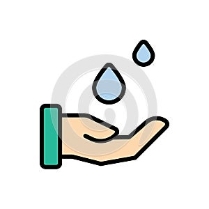 Hand, water drop icon. Simple color with outline vector elements of aqua icons for ui and ux, website or mobile application