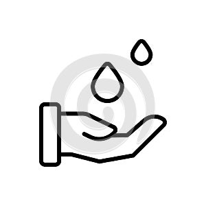 Hand, water drop icon. Simple line, outline vector elements of aqua icons for ui and ux, website or mobile application