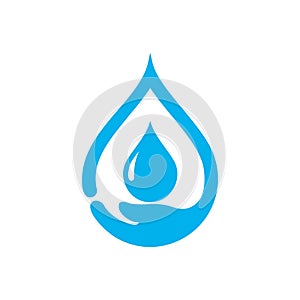 Hand water drop logo design template